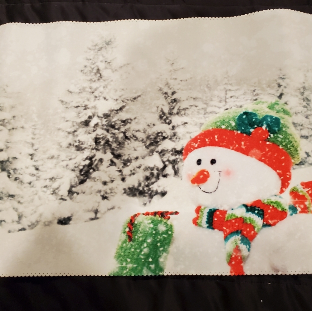 Merry Christmas with Happy Snowman and snowflakes.